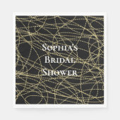 Serviette En Papier Mariage abstrait noir et or (Devant)