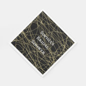 Serviette En Papier Mariage abstrait noir et or (Coin)