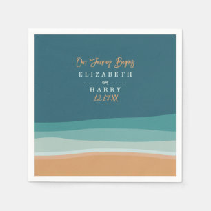 Serviette En Papier Mariage Abstrait Ocean Beach