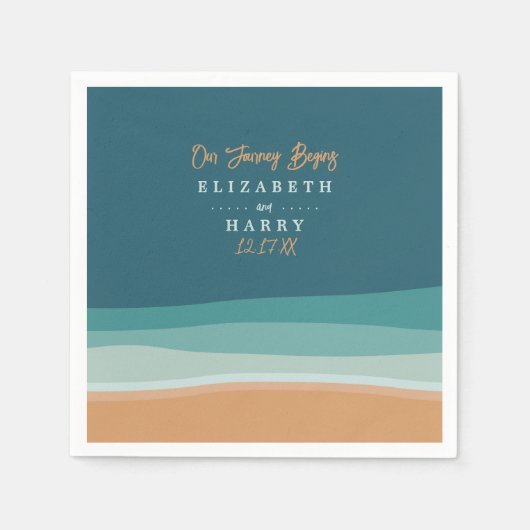 Serviette En Papier Mariage Abstrait Ocean Beach (Devant)