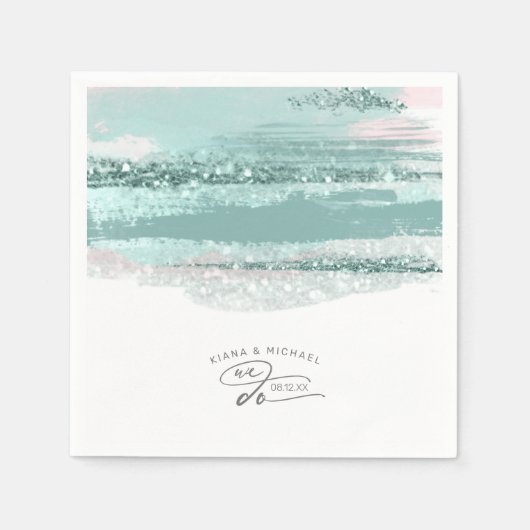 Serviette En Papier Mariage Abstrait Peinture Strokes Nous faisons Tur (Devant)