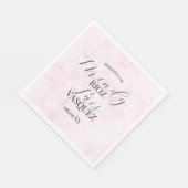 Serviette En Papier Mariage Abstrait Rose Script Noir (Coin)