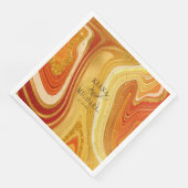 Serviette En Papier Mariage Agate Abstrait Hot Orange ID827 (Coin)
