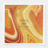 Serviette En Papier Mariage Agate Abstrait Hot Orange ID827 (Devant)