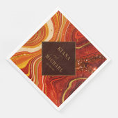 Serviette En Papier Mariage Agate Abstrait Hot Orange v2 ID827 (Coin)