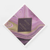 Serviette En Papier Mariage Agate Abstrait Mauve v2 ID827 (Coin)
