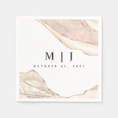 Serviette En Papier Mariage Agate Blush & Gold Parties scintillant (Devant)