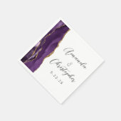 Serviette En Papier Mariage Agate Purple Gold Script (Coin)