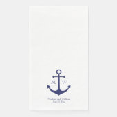 Serviette En Papier Mariage Ancrage nautique marine blanc personnalisé (Devant)