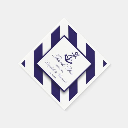 Serviette En Papier Mariage Ancre bleu marine (Coin)