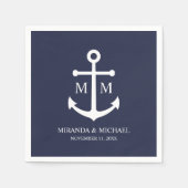 Serviette En Papier Mariage Ancre bleu marine (Devant)