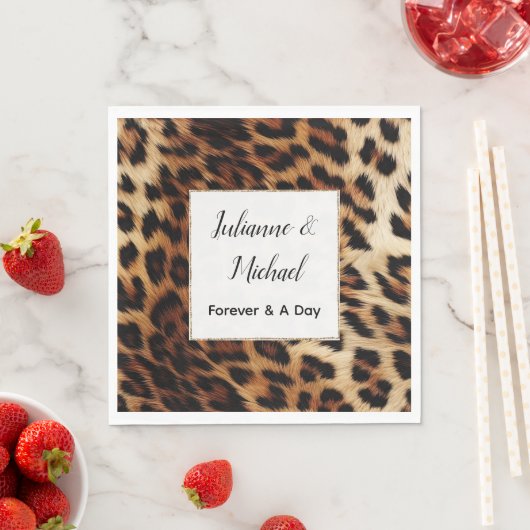 Serviette En Papier Mariage animal léopard à crème Brown (En situation)