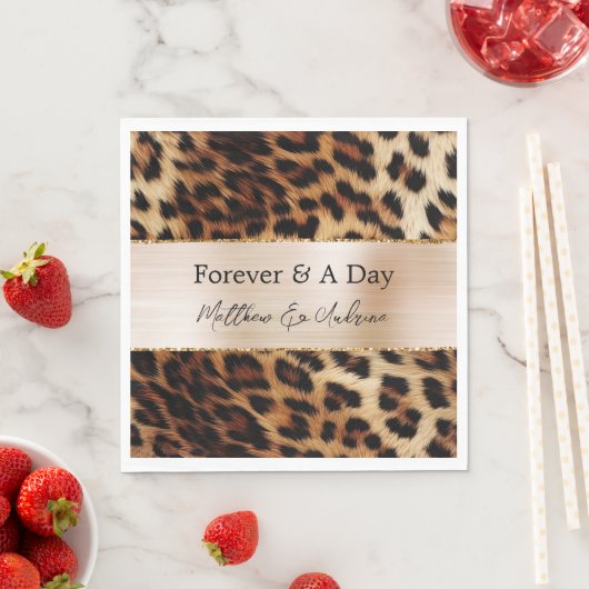 Serviette En Papier Mariage animal léopard à crème Brown (En situation)