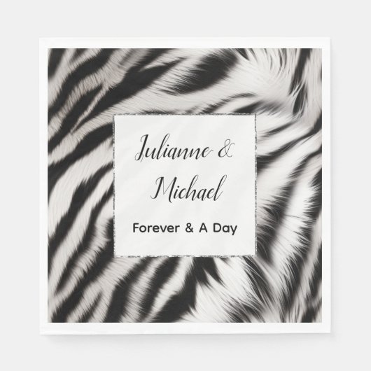 Serviette En Papier Mariage animal noir blanc Zebra (Devant)