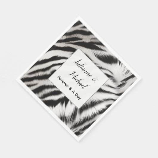 Serviette En Papier Mariage animal noir blanc Zebra (Coin)
