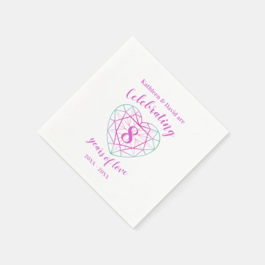 Serviette En Papier Mariage anniversaire 8 ans d'amour serviettes (Coin)