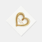 Serviette En Papier Mariage Anniversaire Gold Coeur câblé sur blanc (Coin)