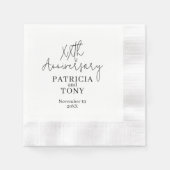 Serviette En Papier Mariage Anniversaire Personnalisé BW Moderne (Devant)