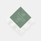 Serviette En Papier Mariage Anniversaire Personnalisé Sage Vert Modern (Coin)