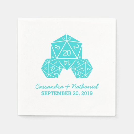Serviette En Papier Mariage Aqua D20 Dice (Devant)
