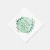 Serviette En Papier Mariage aqua monogramme de guirlande d'eucaliptus  (Coin)