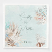 Serviette En Papier Mariage Aqua Ocean & Shells (Devant)