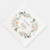 Serviette En Papier Mariage Aquarelle Bleu Fleurs Blanches (Coin)
