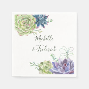 Serviette En Papier Mariage aquarelle cactus succulentes désertiques