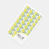 Serviette En Papier Mariage aquarelle citron verdure jaune citron  (Coin)