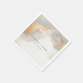 Serviette En Papier Mariage aquarelle dorée élégante abstraite (Coin)