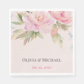 Serviette En Papier Mariage Aquarelle Elégante de pivoine rose serviet (Devant)