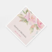 Serviette En Papier Mariage Aquarelle Elégante de pivoine rose serviet (Coin)