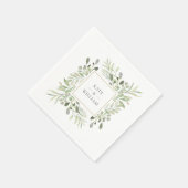 Serviette En Papier Mariage Aquarelle Feuillage Verdure (Coin)