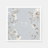 Serviette En Papier Mariage Aquarelle Fleur sauvage Delicate Blue ID11 (Devant)