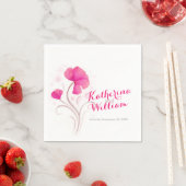 Serviette En Papier Mariage aquarelle fleur sauvage papier rose servie (En situation)