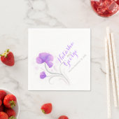 Serviette En Papier Mariage aquarelle fleur sauvage papier violet serv (En situation)
