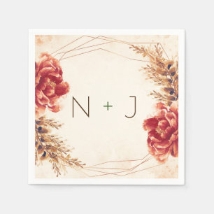 Serviette En Papier Mariage Aquarelle Florale Épices Automne