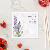 Serviette En Papier Mariage aquarelle lavande violet moderne (En situation)
