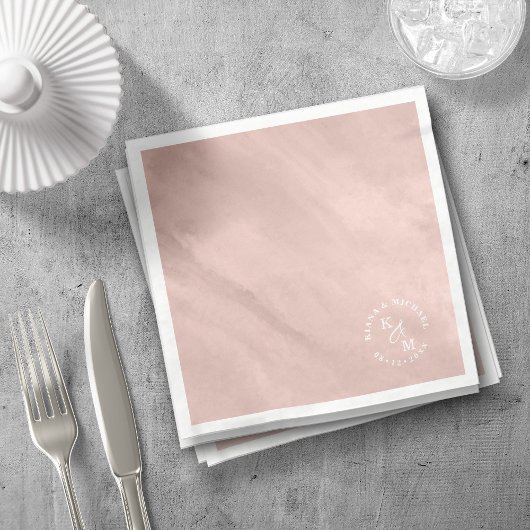 Serviette En Papier Mariage Aquarelle moderne Rose Gold ID816