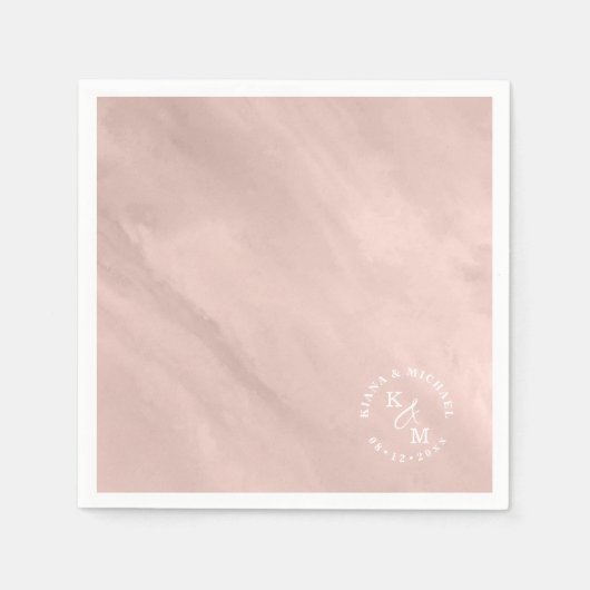 Serviette En Papier Mariage Aquarelle moderne Rose Gold ID816 (Devant)