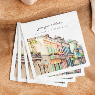 Serviette En Papier Mariage aquarelle NOLA Nouvelle-Orléans Bourbon St