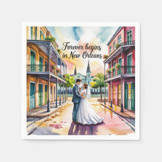 Serviette En Papier Mariage aquarelle Nouvelle-Orléans NOLA