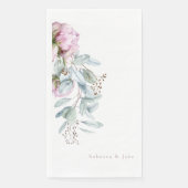 Serviette En Papier Mariage Aquarelle Pink Peonies (Devant)