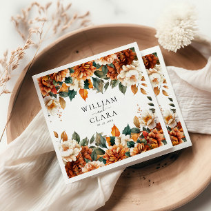 Serviette En Papier Mariage aquarelle terracotta floral Boho