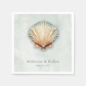 Serviette En Papier Mariage aquatique moderne Coastal Seashell (Devant)
