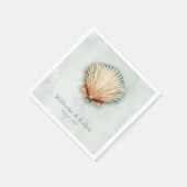 Serviette En Papier Mariage aquatique moderne Coastal Seashell (Coin)