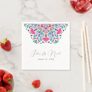 Serviette En Papier Mariage arc-en-ciel de style vibrant fiesta mexica