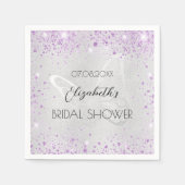 Serviette En Papier Mariage argent lavande papillon (Devant)