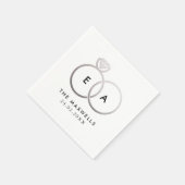 Serviette En Papier Mariage Argent moderne Anneaux Cocktail Napkin (Coin)
