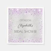 Serviette En Papier Mariage argent paillettes lavande (Devant)